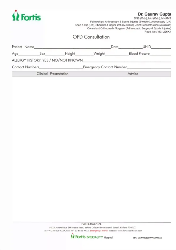 Doctors's Clinical Presentation and Advice Format CDR File