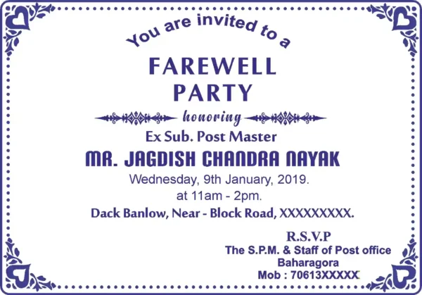 Farewell Perty Invitaion Card Digital Design